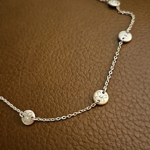 BRIGHTON Dainty Floral Crystal Station Chain Necklace - Picture 5 of 6